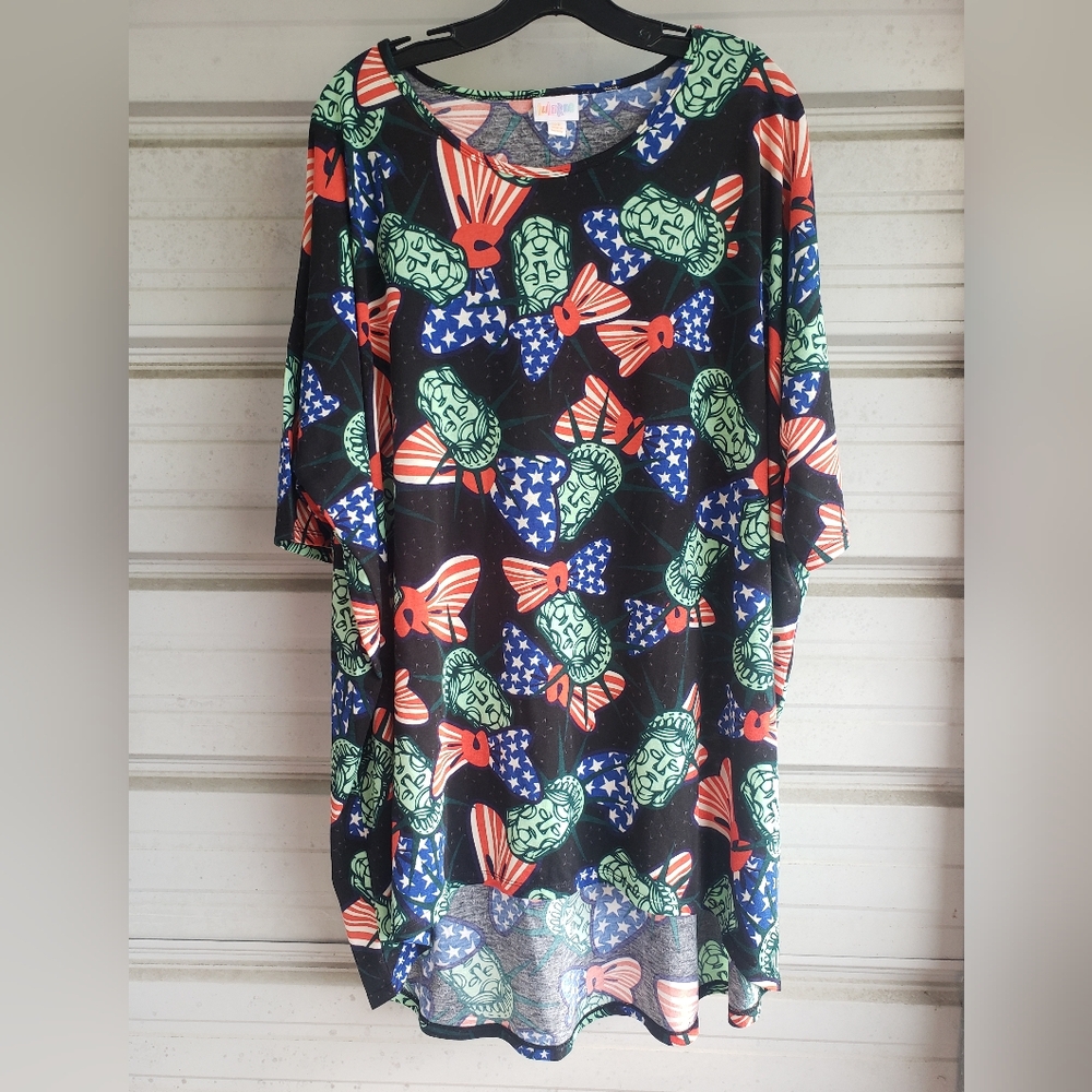 3x Plus Size Lularoe Lady Liberty American 4th Of July Top Shirt Irma Long